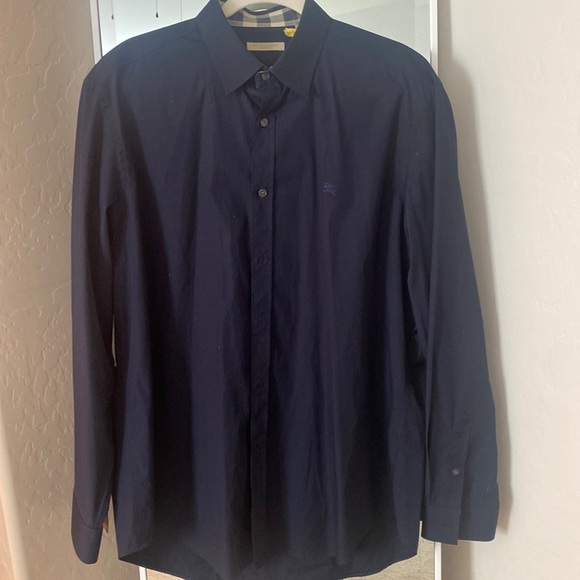 Navy button down long sleeve Burberry shirt sz xl like new